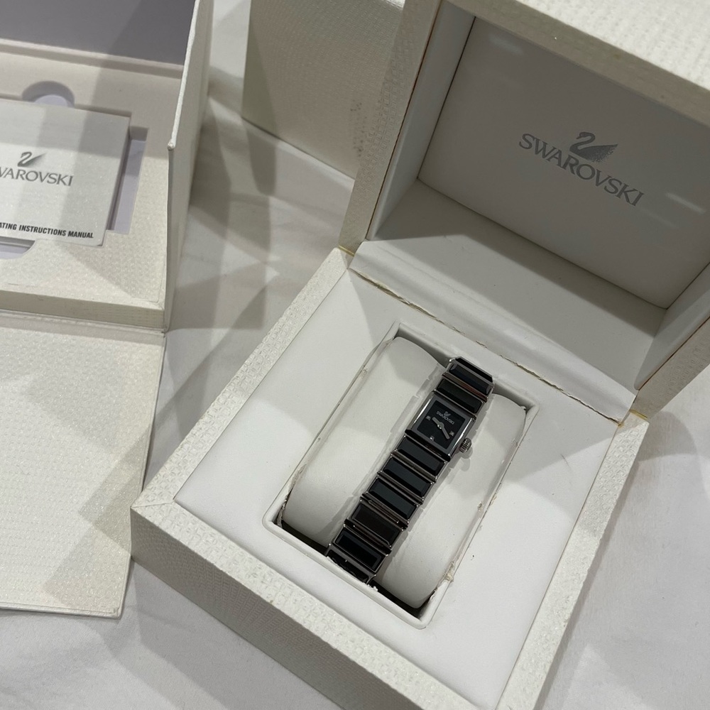 Swarovski Baguette Hematite Jet Black Women’s Watch